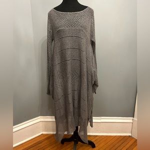 Pink Martini Collection Loose Knit Long Gray Sweater, size S